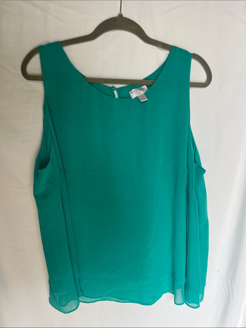 Bisou Bisou Teal Sleeveless Chiffon Blouse